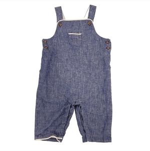 Janie and Jack 3-6 Months Blue Linen Dressy Overall with Pockets